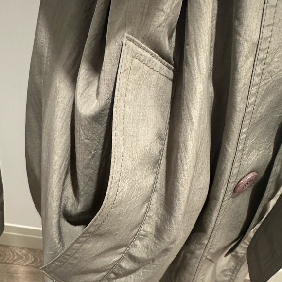 Vintage Junior Gallery trench-coat sage green maxi length SZ 13/14 EUC - Picture 5 of 12